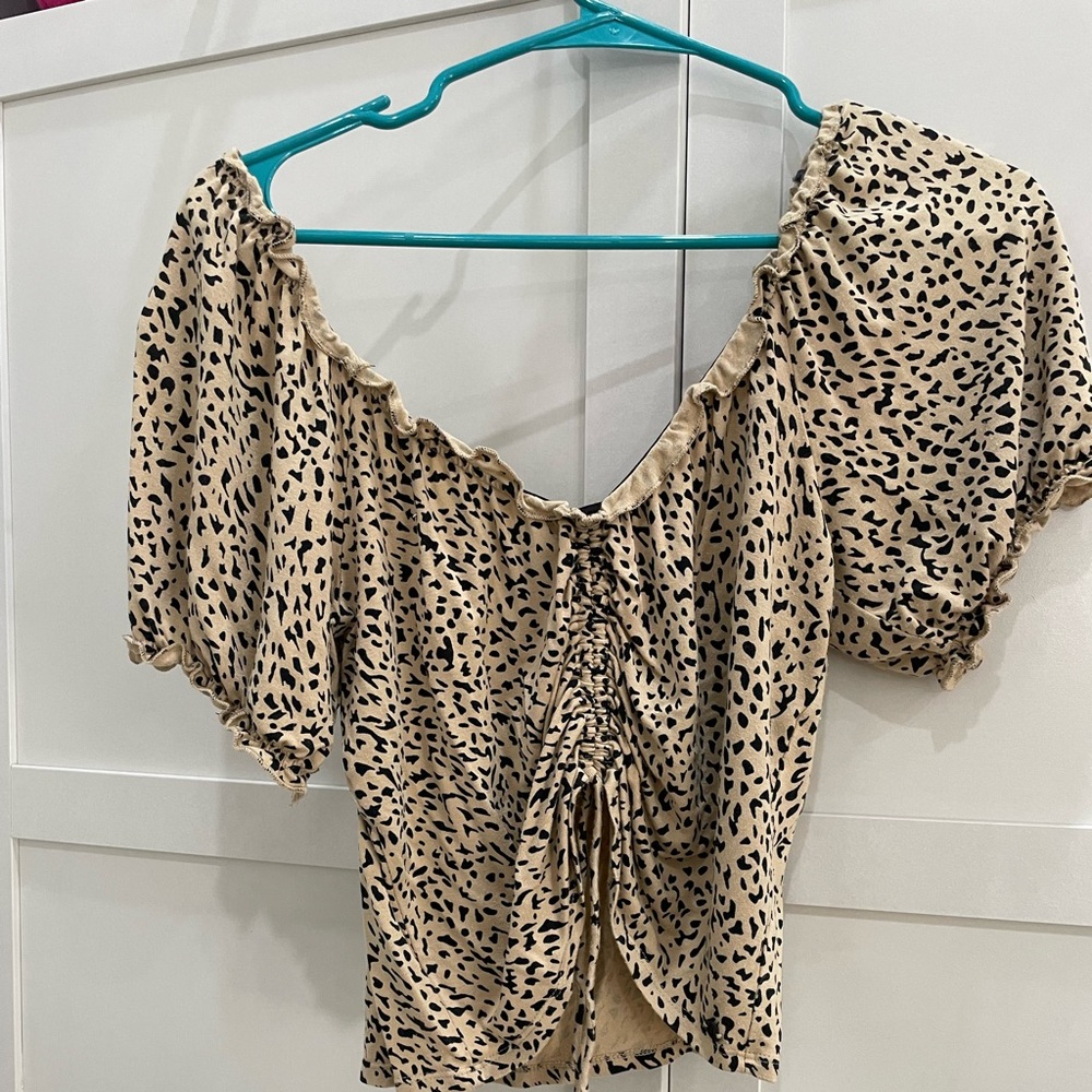 Volcom Ruched Leopard Crop